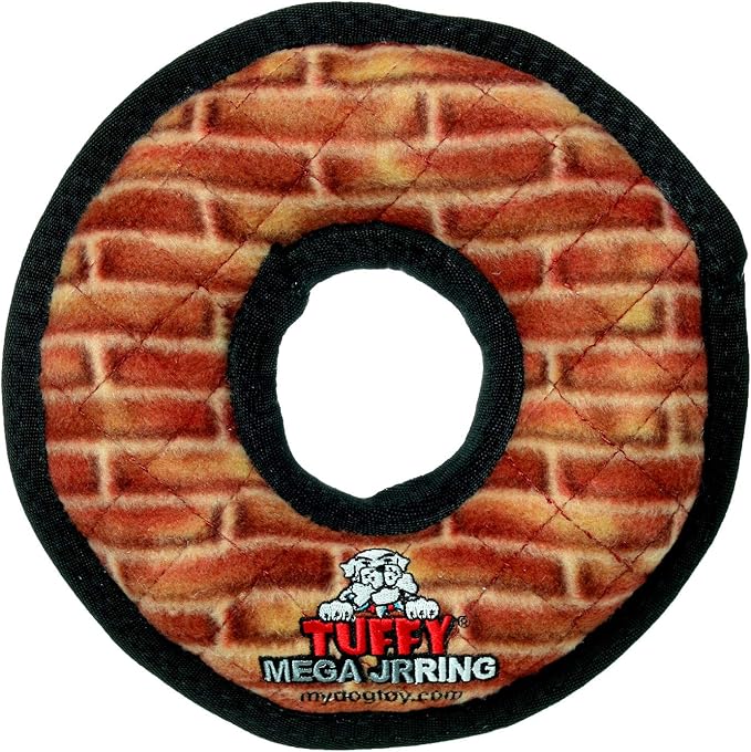 TUFFY - World's Tuffest Soft Dog Toy - MEGA -Multiple Layers. Made Durable, Strong & Tough. Interactive Play (Tug, Toss & Fetch). Machine Washable & Floats (Ring Brick, Jr 2 Pack)