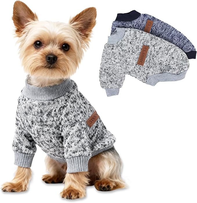 2 Pack XSmall Dog Sweaters Small Dogs Puppy Sweaters for Teacup Dog Yorkie Chihuahua Pug Recommended 2-3 Pounds