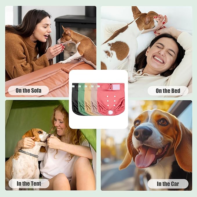 wegreeco Female Dog Diapers, Washable Reusable Pet Puppy Doggie Diapers for Small Medium Large Female Dogs in Heat Period, Doggy Period Panties Medium