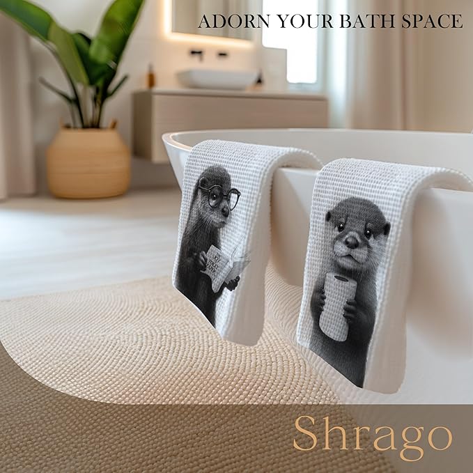 Funny Otter Bathroom Hand Towels, Kids Bathroom Decor, Gifts for Otter Lovers Hand Towels for Kids Bath Room Washroom, Animal Lovers Gifts, 16x24 Inch Set of 2