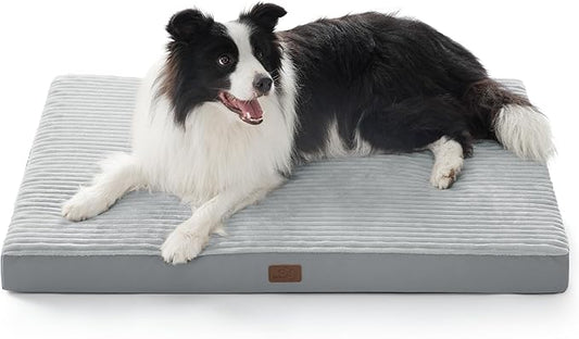 Bedsure ComfyFleece XL Dog Bed for Crate - Extra Large Orthopedic Pet Beds with Removable Washable Cover, NOT Waterproof Egg Crate Foam Mat for Pets Up to 80 lbs, 41"x27"x3.3", Not for Chewers