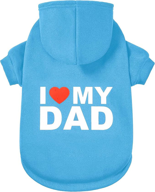 GreenJoy Dog Sweater Dog Hoodie Cold Weather Dog Coat Hooded Sweatshirt for Puppies,Cats, Small Medium Large Dogs (Blue(I Love My Dad), XX-Large)