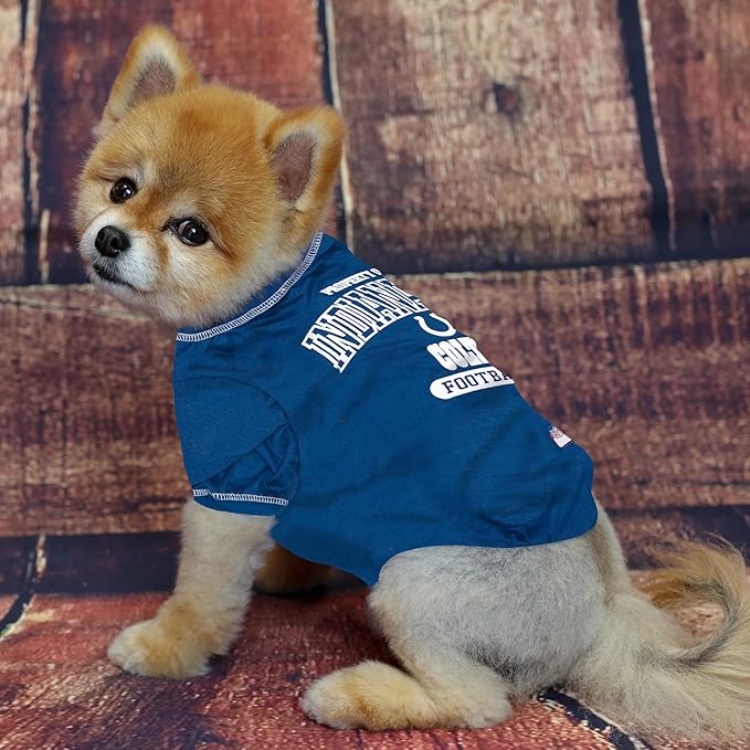 NFL Indianapolis Colts Dog T-shirt X-Large. - Licensed Shirt for Pets Team Colored with Team Logos- Premium Stretchable Materials for the comfort of your Dog & Cat