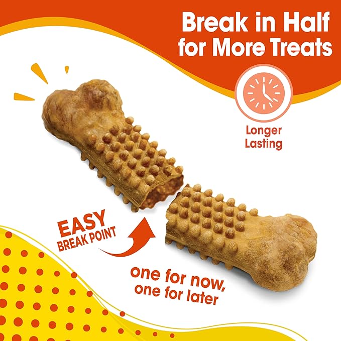 Nylabone Nubz Natural Dog Chew Treats for Large Dogs, Long Lasting Dog Bones Made in USA, Chicken Flavor Breath Freshener Dental Chews, for Dogs Over 30 lbs. (20 Count)