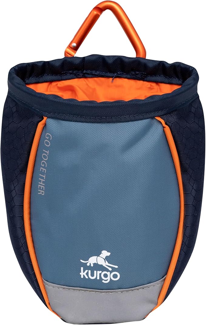 Kurgo Go Stuff It Dog Treat Bag, Training Treat Pouch Bag for Dogs, Treat Pouches for Pets, Hands-Free Pouch Waist, Reflective, Includes Carabiner, MOLLE-Compatible (Navy Blue)
