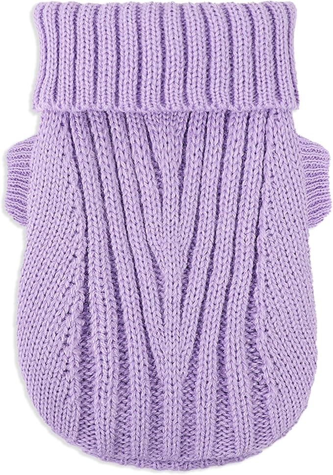 Chihuahua Sweater Dog Sweater for Small Dogs Fall Winter Puppy Clothes Warm Extra Small Dog ClothesTurtleneck Pullover Coat Pet Clothing Teacup Yorkie Purple XXS