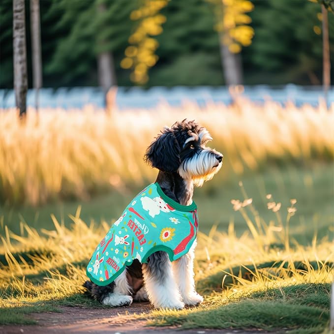 Easter Dog Shirts for Medium Dog Girl Boy Male Female Cat Doggie Puppy Sleeveless Tank Top Tee Vest T Shirts Outfit Pack 2