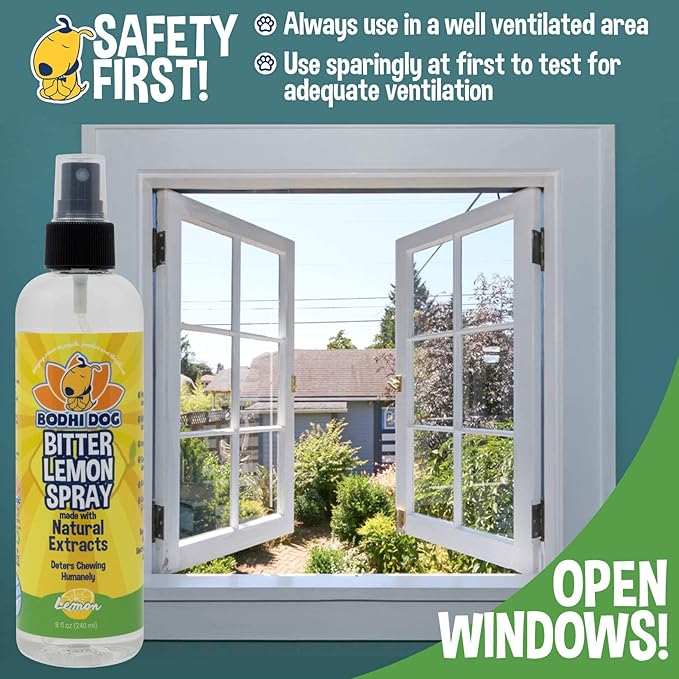 Bodhi Dog Bitter Lemon Spray - Anti-Chew Spray for Dogs, Cats, Puppies, & Kittens- Training Aid for Chewing - Safe & Non Toxic - Ideal for Pet Behavioral Training - Made in USA (8 Fl Oz)