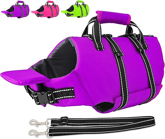 Fragralley Dog Life Jacket with Self-Locking Zipper, High-Buoyancy Ripstop Dog Swimming Vest, Floating Vest with Rescue Handle for Swimming and Boating, PFD Available for Small, Medium, and Large Dogs
