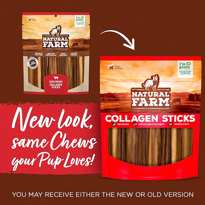 Natural Farm Braided Collagen Chews for Dogs (6 Inch, 5 Pack), Collagen Sticks, Natural Dog Chews, Long Lasting, for Small, Medium and Large Dogs, Odor-Free, Rawhide Alternative