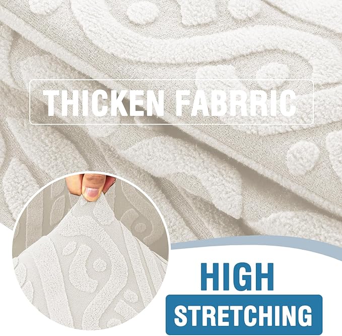 H.VERSAILTEX Sofa Covers 1 Piece Stretch Couch Cover for Dogs Washable Anti-Slip Couch Slipcover Soft Love Seat Couch Covers Upgrade Thick Jacquard Fabric with Spiral Pattern(58"-70", Pale Oak)