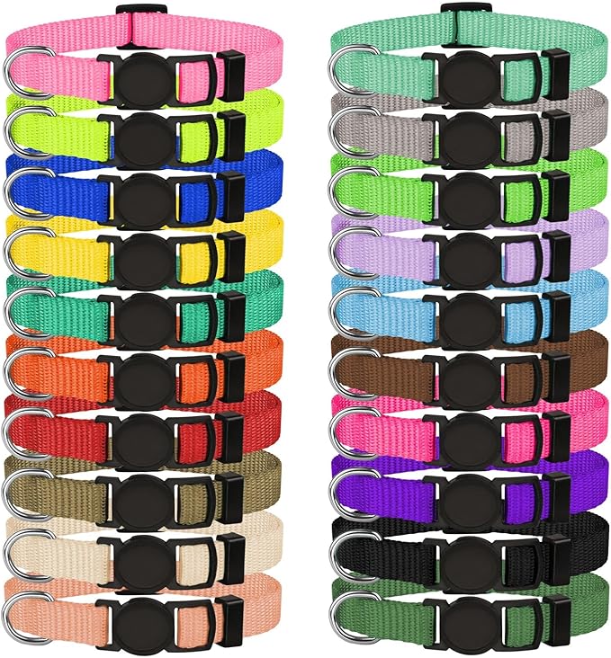 20 PCS Puppy Collars for Litter,Puppy Collars for Small Puppies,Nylon Breakaway ID Collar Whelping Litter Collars(M)