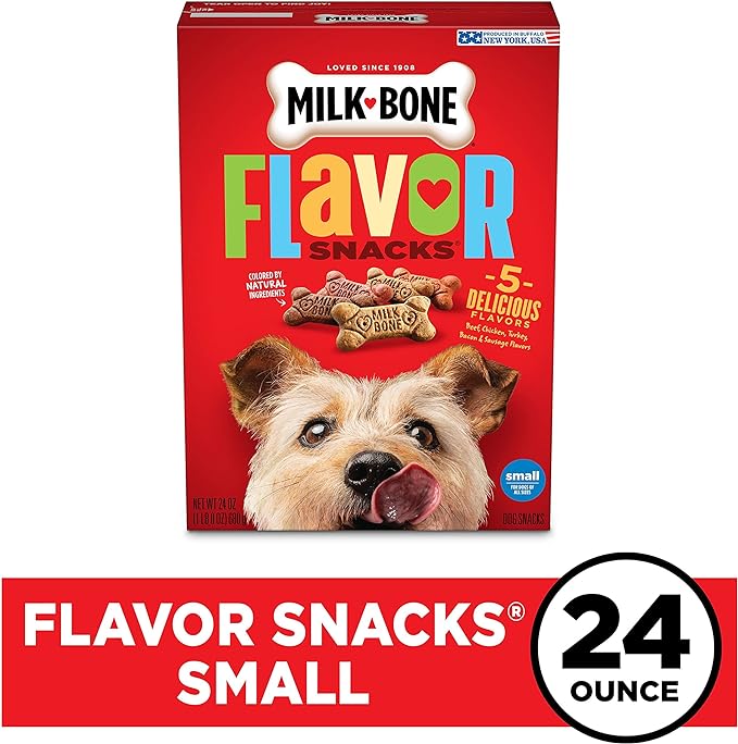 Milk-Bone Dog Treats, Flavor Snacks, 24 Ounce | Small Biscuits | Crunchy Texture | Reduces Tartar | Pack of 2