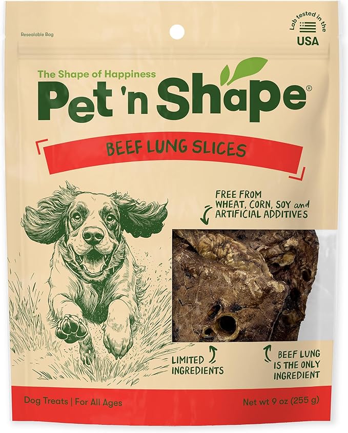 Pet 'n Shape Beef Lung Dog Treats – Made and Sourced in the USA - Training Treat - 9 Ounce