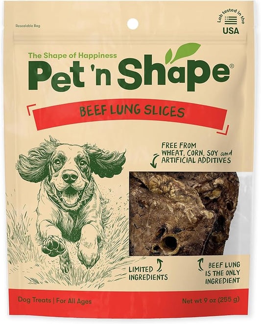 Pet 'n Shape Beef Lung Dog Treats – Made and Sourced in the USA - Training Treat - 9 Ounce