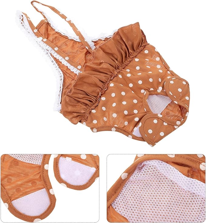 GALPADA Pet Diapers Female Dog Physiological Pants with Straps Brown XXL Menstruation Sanitary Underwear for Female Dogs in Heat