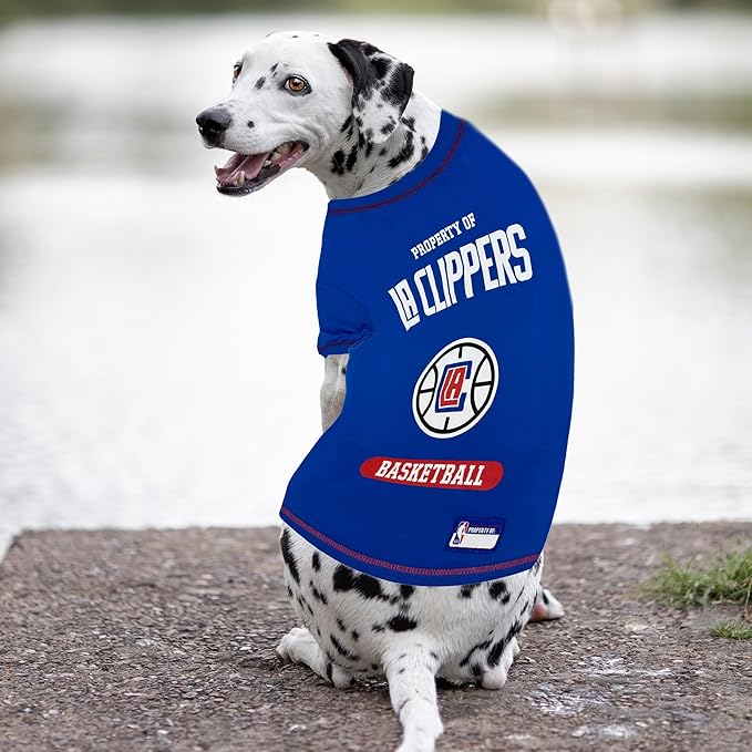 Pets First Cute Dog T-Shirt, Medium - NBA Los Angeles Clippers Dog & Cat Shirt with Basketbal Team Logo. A Comfortable & Fashionable Yet Durable Pet Outfit, Blue (LAC-4014-MD)