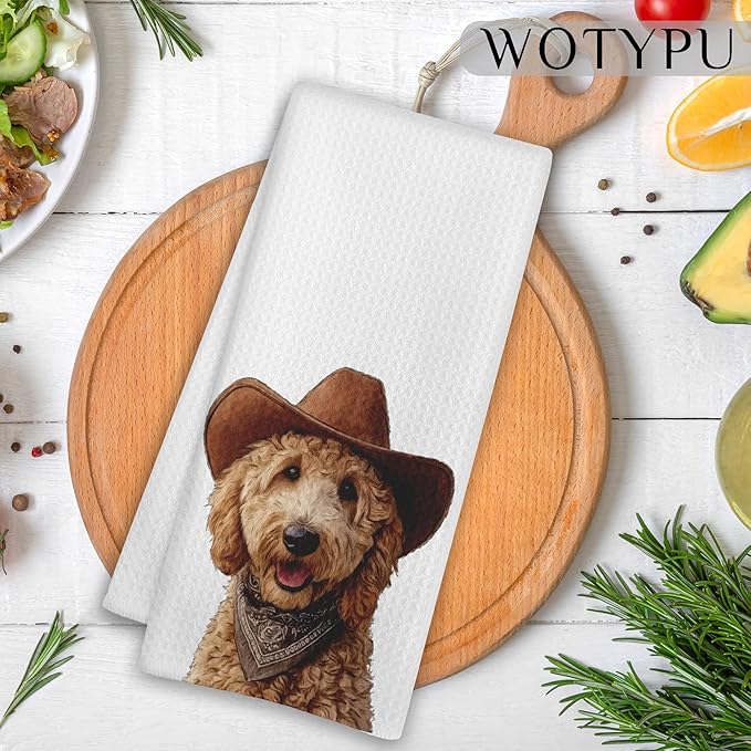 Goldendoodle Gifts Kitchen Towels, Goldendoodle Decor Dish Tea Towel for Kitchen, Funny Golden Doodle Dog Hand Towels for Bathroom Decor, Dog Lover Mom Gifts, 16x24 Inch