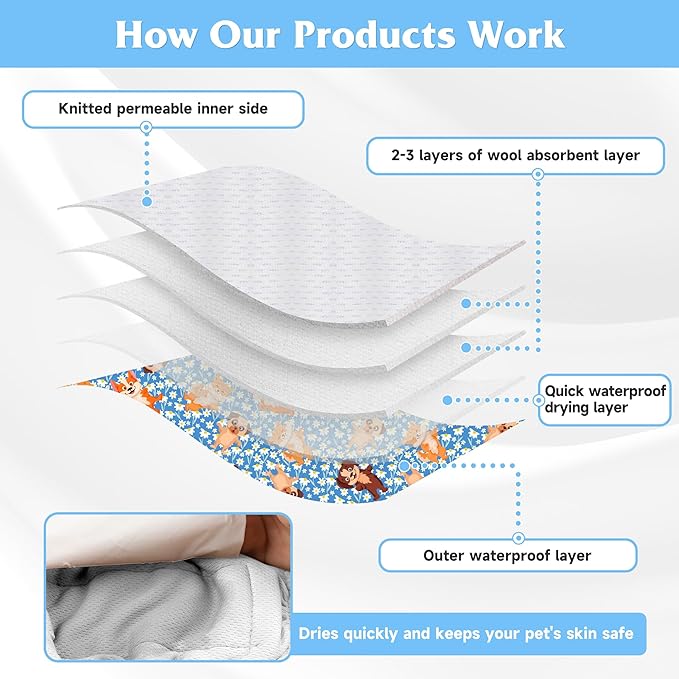 4 Pack Reusable Female Dog Diaper, Highly Absorbent Doggie Diapers for Female Dogs, Dog Diaper XX-Large, Bulldog