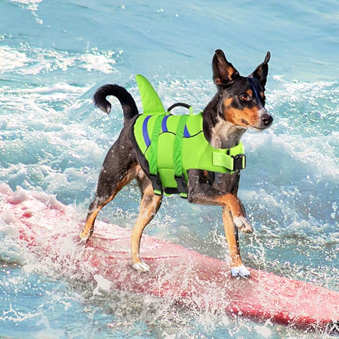 Fragralley Shark Fin Dog Life Jacket, High Buoyancy with Tear-Resistant Nylon of Dog Swim Vest, Pet Life Preserver for Small Medium Large Dogs, Puppy Float Vest for Swimming and Boating