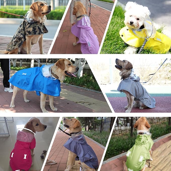 Waterproof Dog Raincoat, Adjustable Reflective Lightweight Pet Rain Clothes with Poncho Hood (Light Pink, Small)