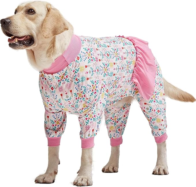 LovinPet Big Dog Pajamas, Space and Snow Print, Sound Care, Post Surgery Shirt, UV Protection, Pet Anxiety Relief Onesie, Large Breed Dog Jammies, Pet Pajamas for Dogs, 3XL