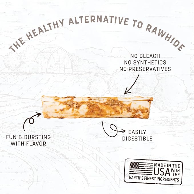 Earth Animal No Hide Chews - Long Lasting Rawhide Free Medium Dog Chews Rolls, Peanut Butter - 3 Count Value Pack