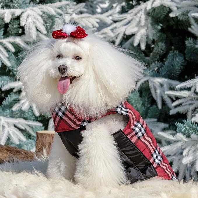 CuteBone Winter Dog Coat - Waterproof Windproof Reversible Vest, Thick Adjustable Cold Weather Jacket for Small Medium Large Dogs, Soft with Leash Hole
