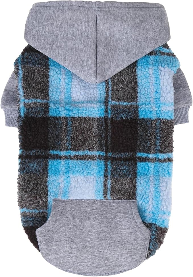 PUPTECK Dog Hoodie Puppy Sweatshirt Warm Dog Sweater Winter Clothes Cold Weather Coats for Small Medium Large Dogs, Blue, XS
