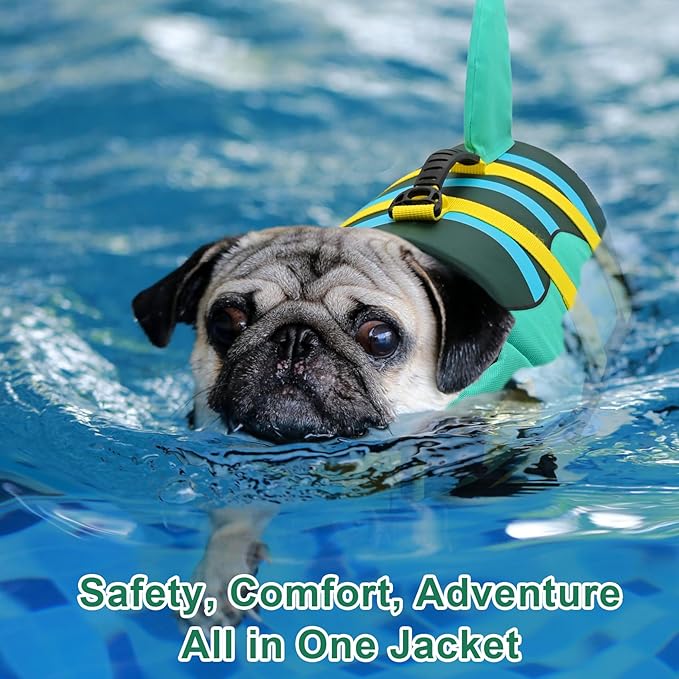 Fragralley Shark Dog Life Jacket, High Buoyancy with Tear-Resistant Nylon, Dog Float Vest for Swimming and Boating, Pet Life Preserver for Small Medium Large Dogs (PFD)