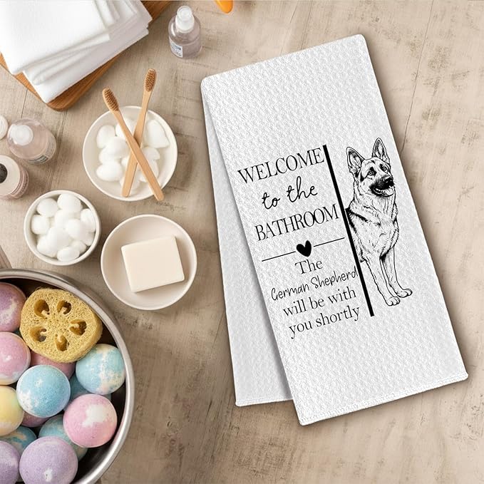 German Shepherd Gifts Bathroom Hand Towels, German Shepherd Dog GSD Owner Lovers Gifts for Women, Funny Dog Decorative Hand Towel for Bathroom Kitchen Decor, 16x24 Inch