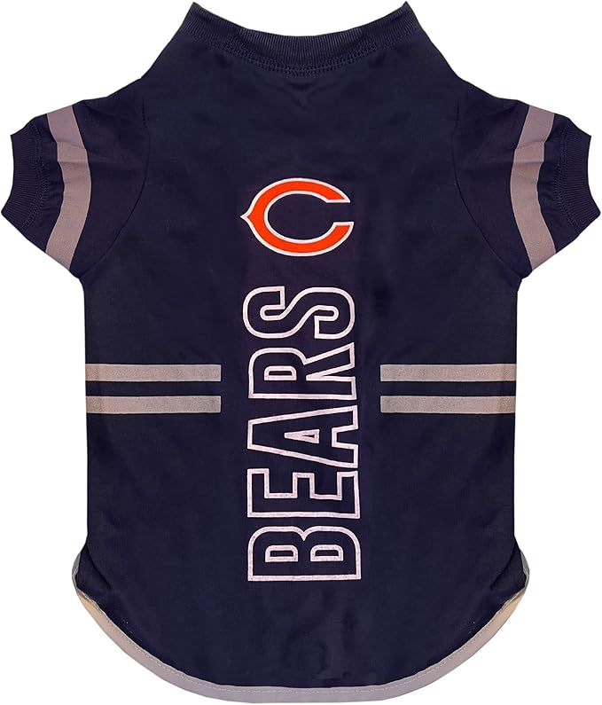 Pets First NFL Chicago Bears Dog T-Shirt, Football Dogs & Cats Shirt - Durable Sports PET TEE - 3 Sizes, NFL PET Outfit, Reflective TEE Shirt in Team Color Tee Shirts Cool, Busy Dog Shirt
