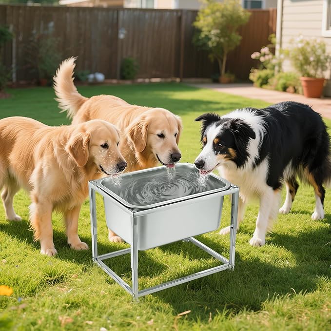 3 Gallons Large Elevated Dog Water Bowl - 3 Height Adjustable (8.5'', 10'', 11.6'') Raised Stand, Stainless Steel Dog Bowl for Medium Large Dogs Relief Joint Pressure
