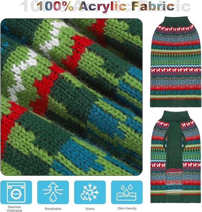 Mihachi Dog Sweater - Winter Coat Apparel Clothes with Colorful Stripes for Cold Weather