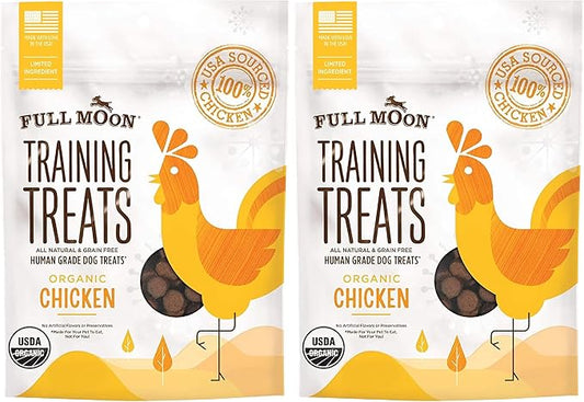 Full Moon USDA Organic Chicken Training Treats Healthy All Natural Dog Treats Human Grade 175-Treats 6 Ounce,(Pack of 2)