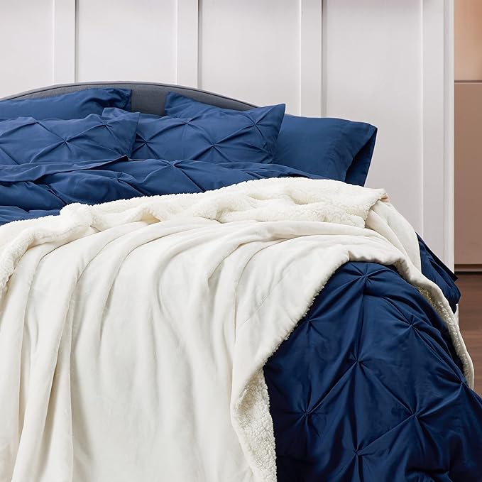 Bedsure GentleSoft Sherpa Fleece Blankets King Size for Bed, Non-Heated, Thick and Warm Throw for Women and Men, Soft Fuzzy Plush King Blanket for Spring, Cream, 108x90 Inches