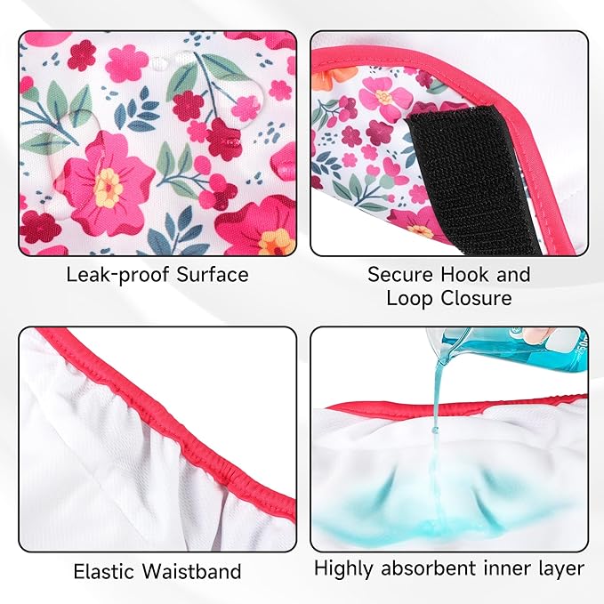 5 Pack Reusable Diapers for Doggie, Highly Absorbent Dog Diapers Female for Pet with Incontinence or Frequent Urination, XX-Large Dog Diapers Female, Flowers