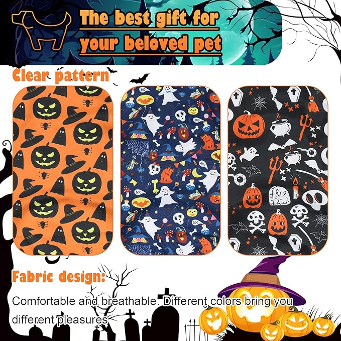 6 Pack Halloween Dog Clothes for Small Dogs, Soft and Breathable Puppy Kitten Dog Shirts for Pet Cats, Dogs' T-Shirts Apparel Sleeveless Vests for Yorkies (Happy Halloween, Large)