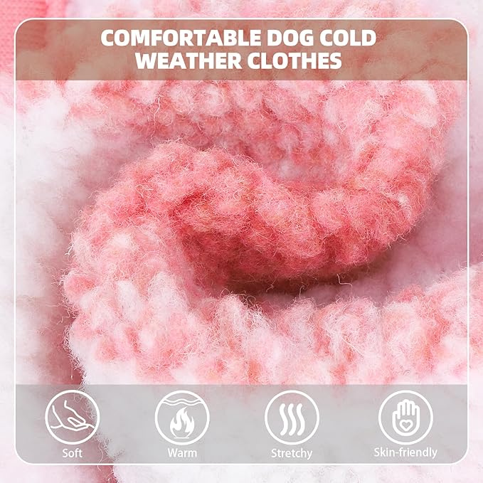 PUPTECK Dog Hoodie Puppy Sweatshirt Warm Dog Sweater Winter Clothes Cold Weather Coats for Small Medium Large Dogs, Pink, XL