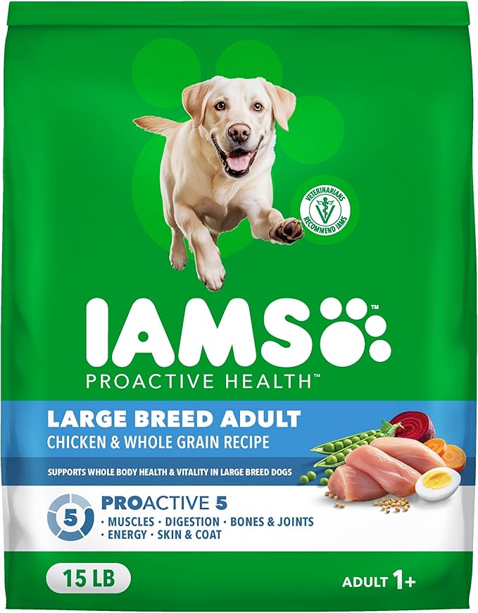 IAMS Proactive Health Large Breed Dry Dog Food, Adult Dry Dog Food for Large Breeds, Chicken, 15 lb.