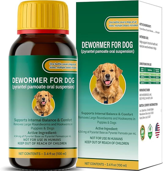 Canine Anthelmintic, Pyrantel Pamoate for Dogs, Intestinal Balance & Pet Wellness, 3.4 fl oz (100 mL), NDC