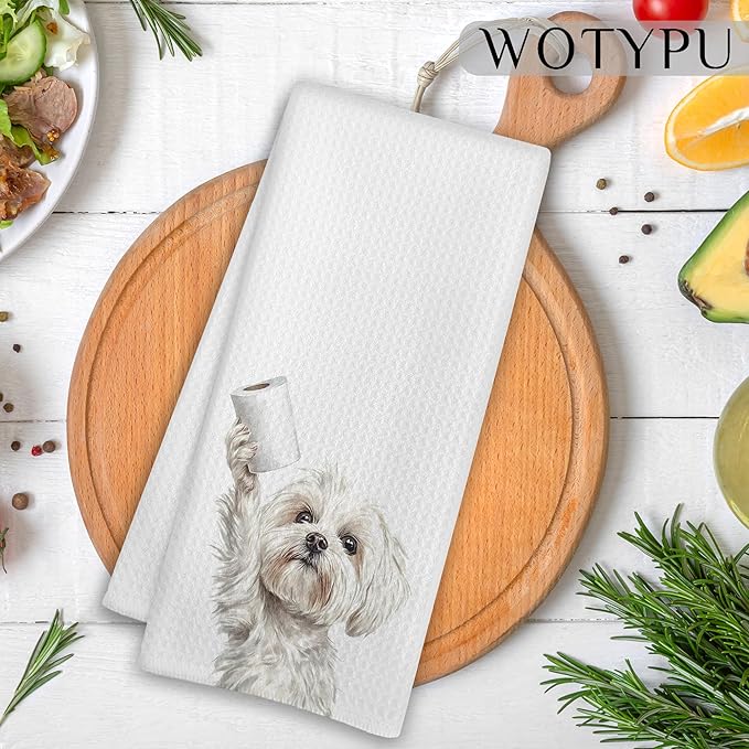 Funny Maltese Gifts Bathroom Hand Towels, Maltese Dog Lovers Gifts Decorative Hand Towels for Kids Guest Bathroom Washroom Half Bath, 16X24 Inch