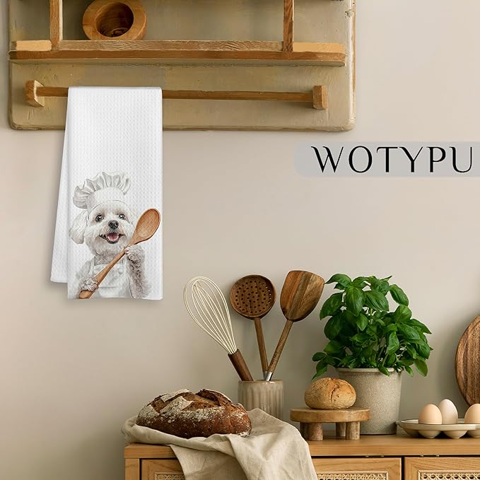 Bichon Frise Gifts Kitchen Towels, Gifts for Dog Lovers Dish Tea Towel, Bichon Frise Gift Decorative Hand Towels for Kitchen Bakery Decor, Dog Mom Dad Gifts, 16x24 Inch