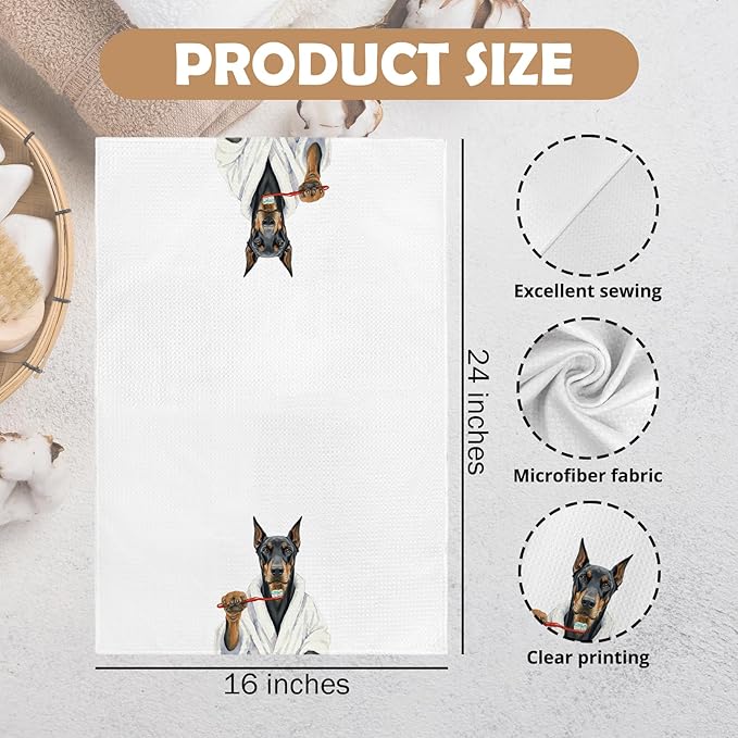 Funny Doberman Dog Gifts Bathroom Hand Towel, Doberman Gift Hand Towel for Bathroom Kitchen Washroom Decor, Dobermans Dog Lover Gifts Dish Tea Towels for Women, 16x24 Inch