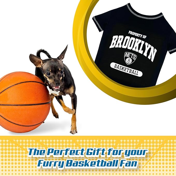 Pets First NBA Licensed Hoodies & T-shirt for Dogs & Cats, Brooklyn NETS, Medium