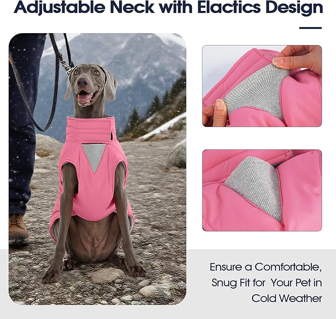 IECOii Dog Coat Reflective Cold Weather Jackets Adjustable Snow Jacket for Walks Water-Resistant Warm Vests Windproof Winter Fleece Vest Jacket for Labrador Golden Retriever Doberman, Orange, Size 3XL