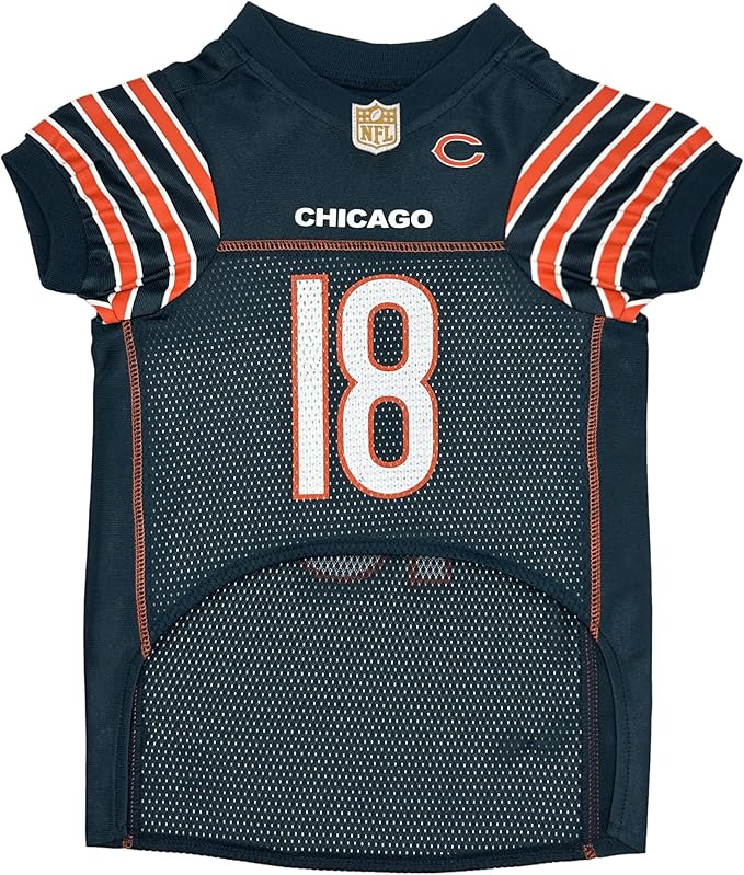 Pets First NFLPA Caleb Williams #18, NFL Dog Jersey, Chicago Bears Mesh Jerseys, Size Large, Licensed Shirt Costume for Dogs with NFL Player Name
