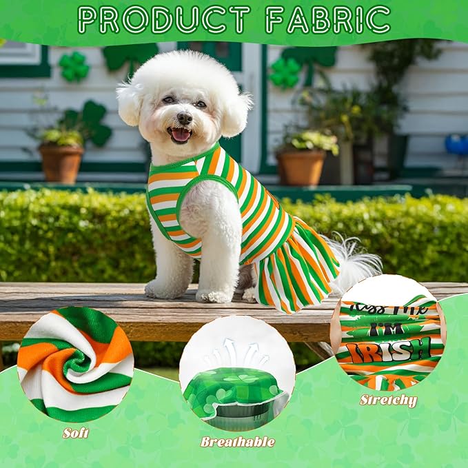 Vehomy 2-Pack St. Patrick's Day Dog Dresses with Lucky Shamrock Pattern, Green Plaid, Medium Size, Multicolor, Cotton, 2 Count, Adult, Small to Medium Dogs