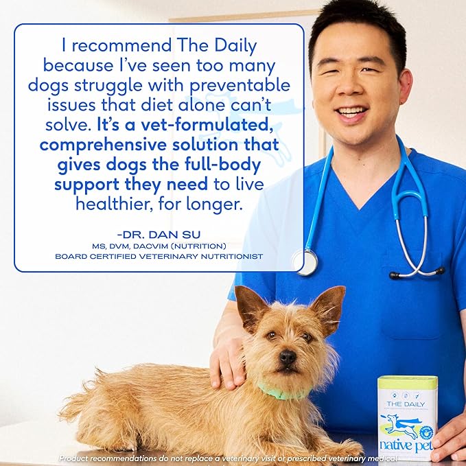 Native Pet The Daily Dog Vitamins & Supplements - 11-in-1 Multivitamin Powder for Dogs - Supports Whole Body Health, Digestion, Mobility & Immunity with Collagen, Glucosamine & Probiotics – 90 Scoops