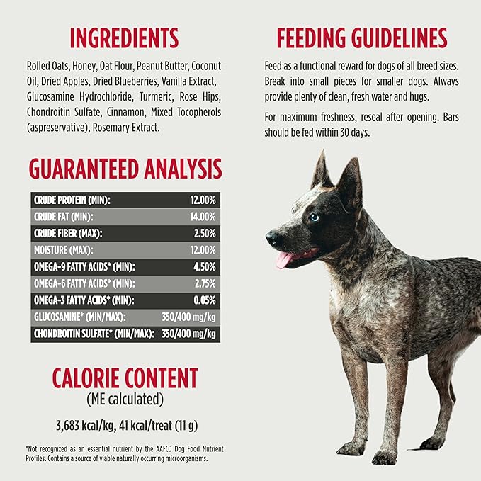 Nulo Functional Granola Bars, Healthy Dog Treats, Oven Baked, Made with Prebiotics and Probiotics, Contains No Added Salt, Sugar, or Molasses, 10 Ounce Bag
